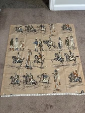 Vintage Military Fabric 34.5” X 35” Screen Printed