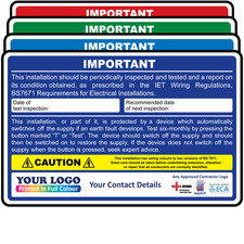 Personalised Periodic Inspection (EICR) & RCD Test Duo Labels - Design 1.
