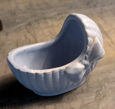 VINTAGE MID CENTURY PLANTER - BLUE BABY BASSINET OR BASKET - 1950'S
