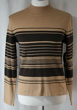 Andrea Viccaro, Small Camel/ Brown Striped Sweater, New with Tags