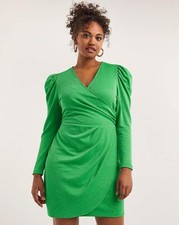 Simply Be Green Glitter Knit Wrap Dress Size 20