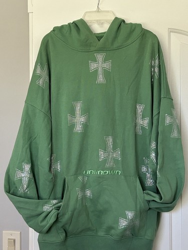 Unknown London Green Rhinestone Hoodie Size Medium
