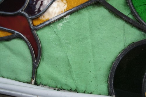 3 Antique Victorian Reclaimed Floral Leaded Stained Glass Window Panels Green - Picture 7 of 12