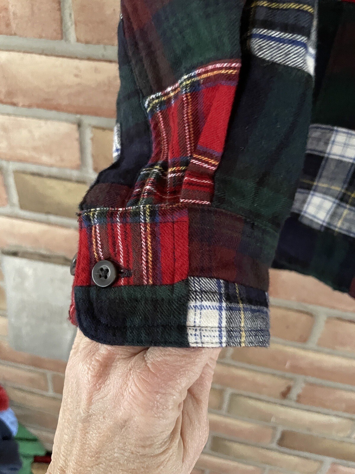 LL Bean Men’s Flannel Plaid Patchwork Button Shir… - image 5