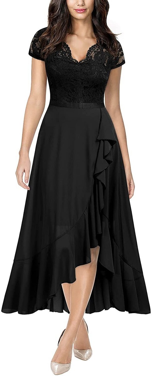 miusol bridesmaid dresses Plus Size V-Neck Floral Lace Bridesmaid Maxi Dress, Ruffle Design for –  Miusol