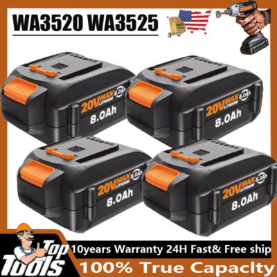 1-6X For WORX 8.0AH WA3575 20V MAX Extend Lithium Battery 20 Volt WA3520 WA3525