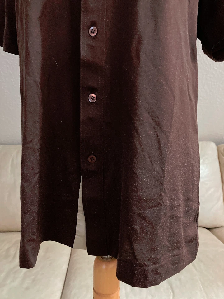 CC CECEBA Herren Hemd Gr L Braun Kurzarm Kragen Knöpfe Microfaser RETRO - Bild 3 von 4
