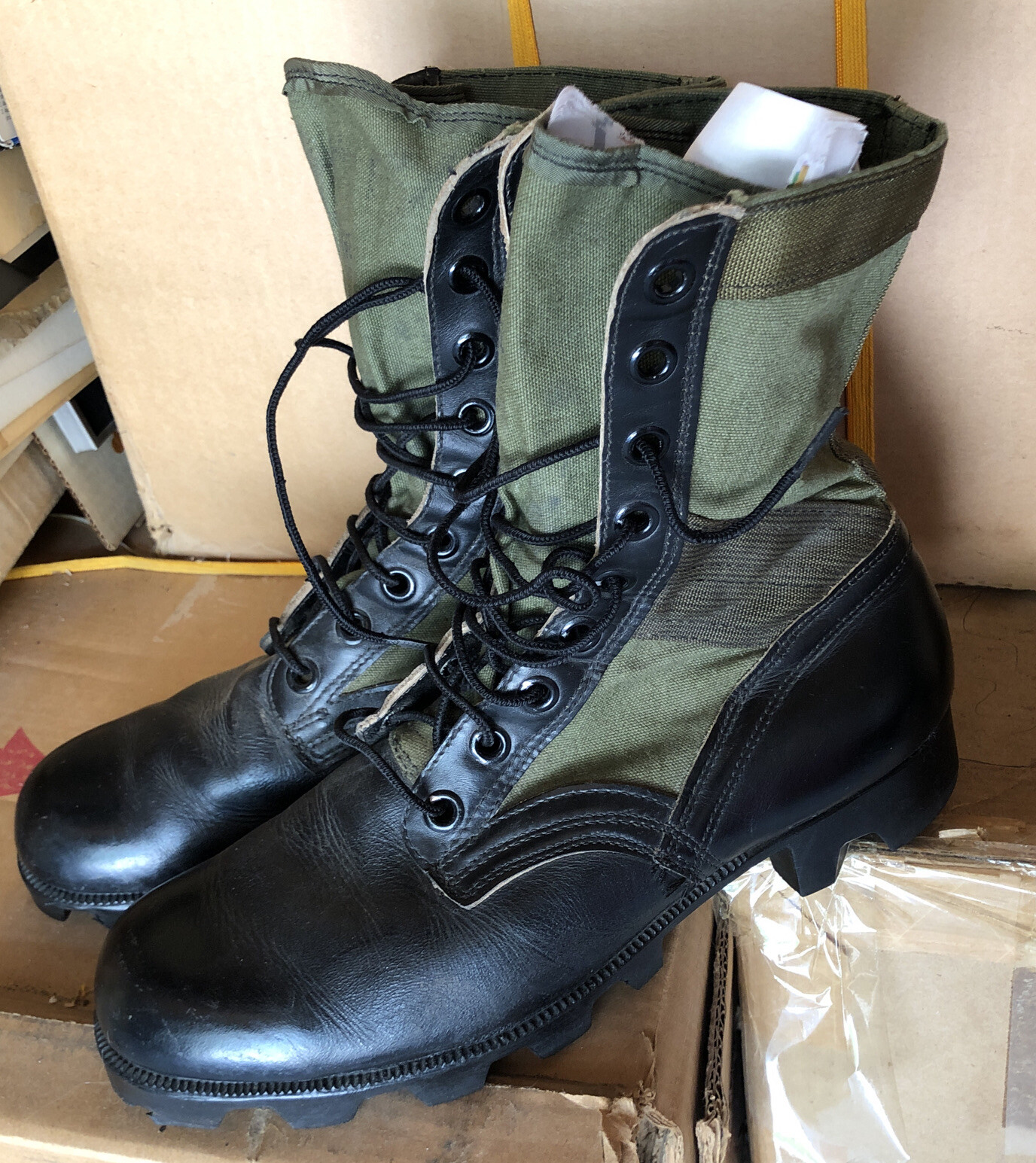 Vintage ADDISON Military Men’s Combat Boots 9R Spike Protective Leather