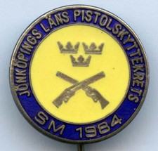 Sweden Pistol Shooting Competition 1984 Badge Pin Nice Grade !!!