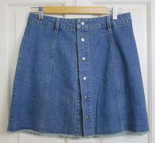 NWT Harper Jean Skirt Womens Size L 30x17.5 Snap Button Up Frayed 55-28957