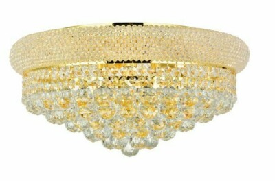 HALLWAY BEDROOM BATHROOM DINING ROOM CRYSTAL FLUSH MOUNT CHANDELIER 10 LIGHT 20''