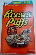 NEW REESE'S PUFFS CEREAL 19.7 OZ FAMILY SIZE BOX