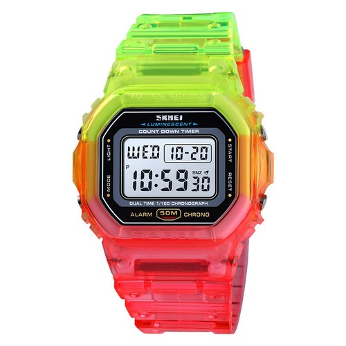 SKMEI Donne Digital Sport Orologio Colore A Contrasto Doppio Fuso Orario  modalità data settimana EJ | eBay
