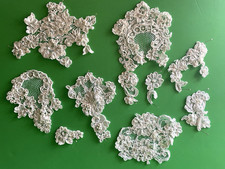 VINTAGE  WHITE LACE APPLIQUES WITH HANDSEWN P...