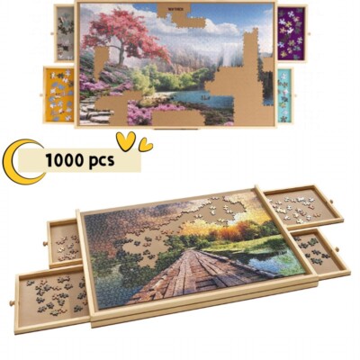 1000 Tlg Puzzletisch Puzzlebrett Puzzle-Plateau mit 4 ausziehbaren Schubladen