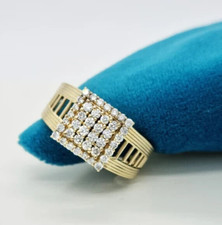 Men's 1.20CT Natural Diamond GH/SI Cluster Ring 14k Yellow Gold Certify Wedding