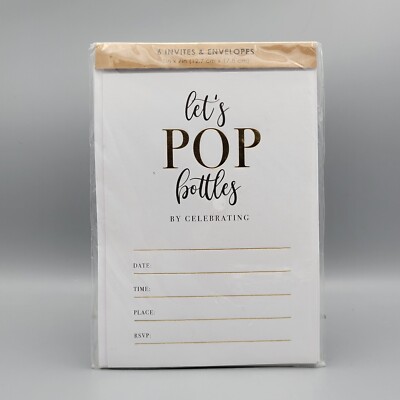 Ms. Sparkle & Co. Set Of 6 ''Let's Pop Bottles By Celebrating'' Invites Envelopes
