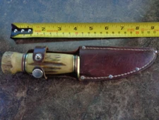 Marbles Fixed Blade Stag Handle & Stag Butt Knife Gladstone Michigan USA