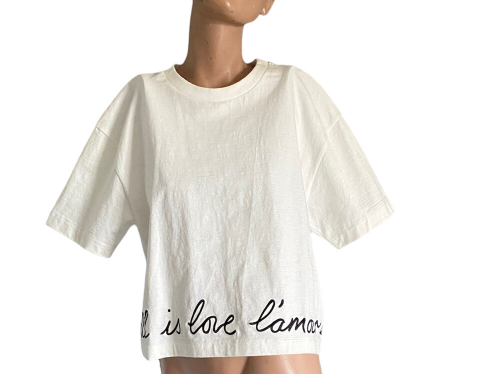 Stella McCartney Womens Embroidered Short Sleeve T Shirt White 