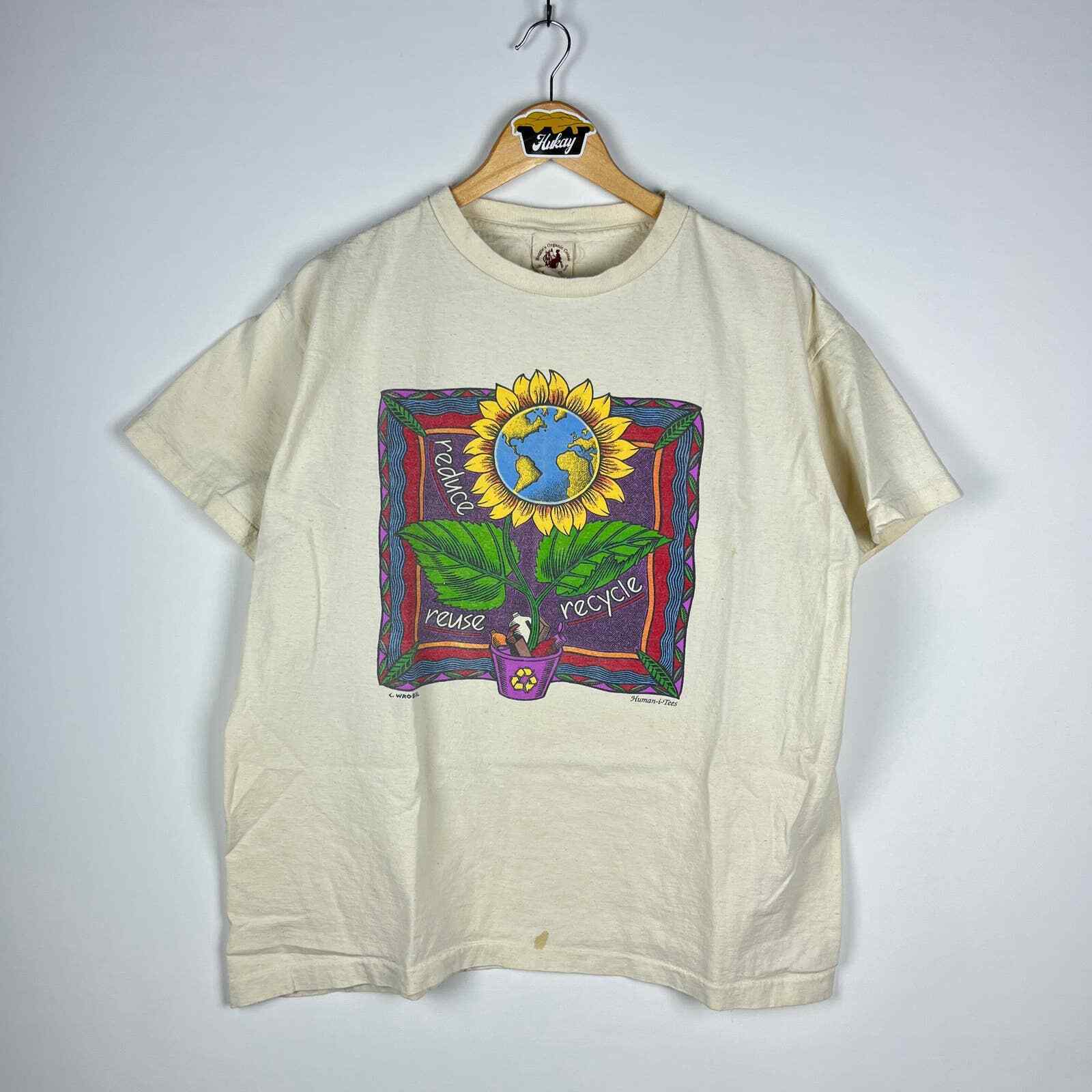 Vintage 90s Sunflower Earth Day Style T Shirt XL