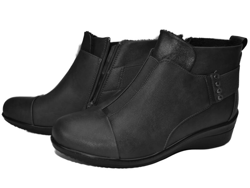 Damen Gr.36-42 Knöchelschuhe Leder-Optik Halbschuhe Gefüttert
