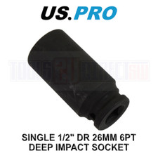 US PRO Tools 26mm Deep 1/2" Dr Impact Socket 6PT 3788