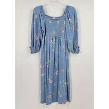 A.N.A. Aubrey Womens Sz PM Boho Cottagecore Peasant Feminine Smocked Midi Dress