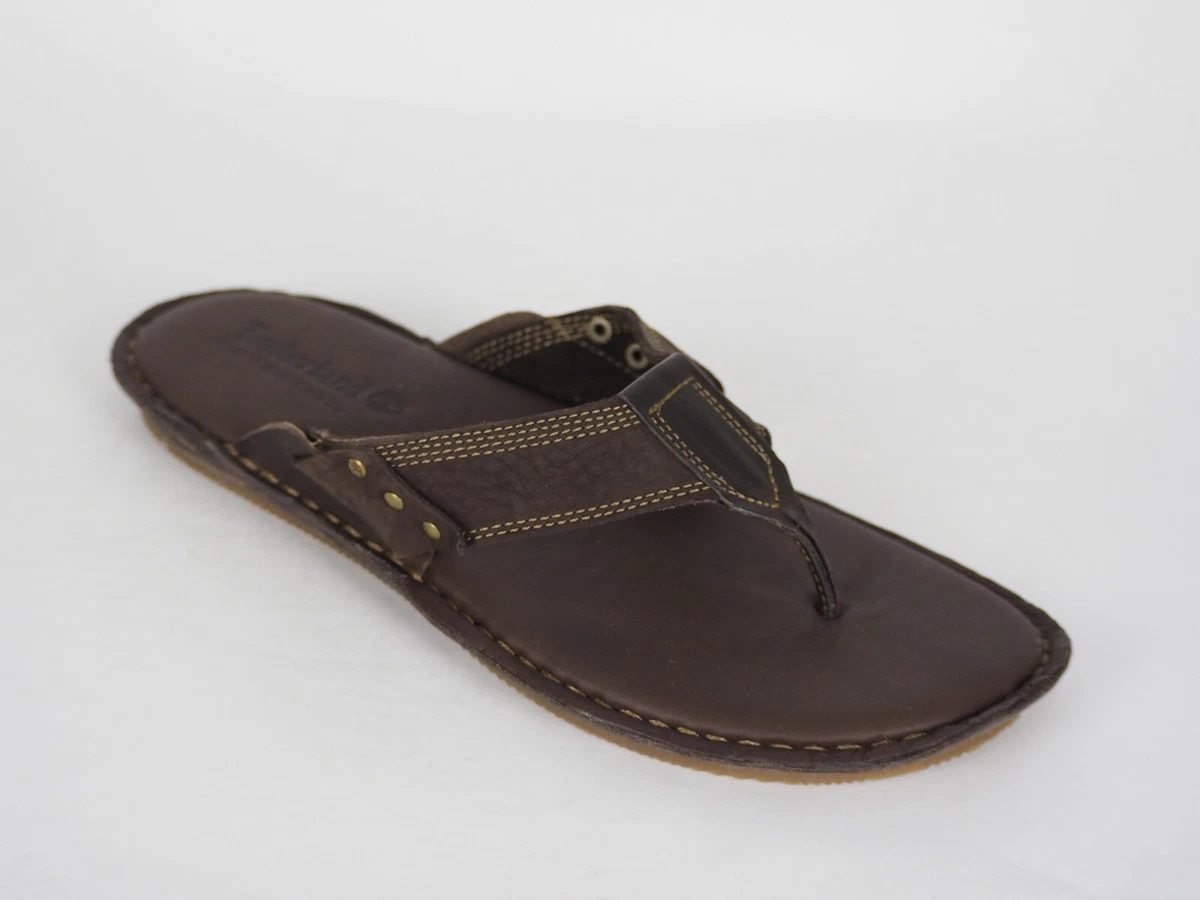 hierarki Fiasko te Mens Timberland Earthkeepers 5143A Dark Brown Leather Summer Thong Flip  Flops | eBay