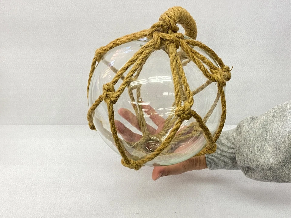 ENORME RED DE BOLAS Boya Redonda Japonesa VIDRIO FLOTADORES 8.7" 22cm Auténtica De Colección Foto 3 de 4