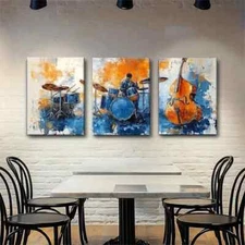 3pcs Abstract Jazz Music Artistic Décor Perfect Wall Art Canvas Framed 50x70cm