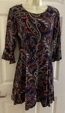 Women Banana Republic Paisley Multi-Color 3/4 Sleeve Casual Work Dress Size 4