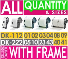 ALL SIZES / QUANTITY - PREMIUM BROTHER COMPATIBLE PRINTER LABEL ROLLS WITH FRAME