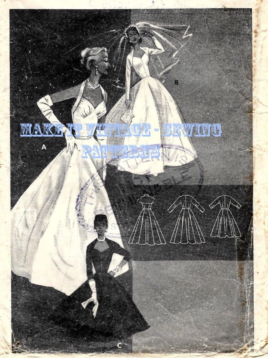 1950s ball gown evening dress & bolero vintage sewing pattern repro – Lady  Marlowe