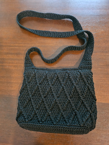 The Sak Crochet Purse Black Small Shoulder Bag Long Straps Perfect Size