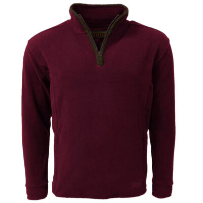 Spiel Herren Burgund Stanton Country Fleece Pullover | Reißverschluss Ausschnitt Pullover Top
