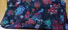 Peacock and Floral Design Cejon Scarf Purple Red Blue Green  64 × 14 inches