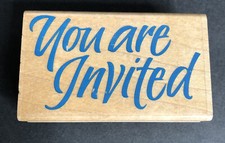 Rubber Stampede Rubber Stamp You are Invited A2435E Text Wood Mounted