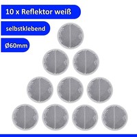 Reflektor RüCkstrahler Selbstklebend 10X Weiß Rund Ø60Mm PKW AnhäNger Wohnwagen