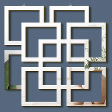 Weysat Wall Mount Home Mirror, 2 Pieces Silver Square Decorative Mirror for Bedr