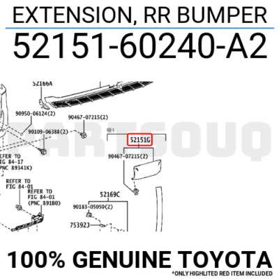 2個セット 5215160240A2 Genuine Toyota EXTENSION, RR BUMPER 52151-60240-A2 | eBay