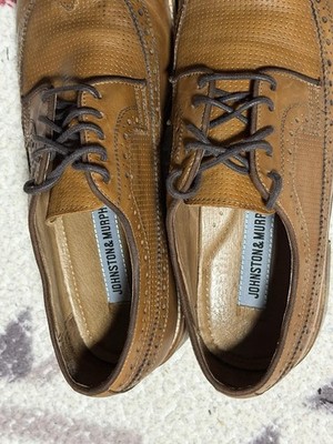 Johnston & Murphy Mens Tan Leather Wingtip Oxford Dress  display picture 3