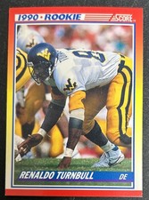 1990 Score Renaldo Turnbull Rookie Card (RC) #296 West Virginia Mountaineers VG