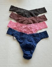  4 HANKY PANKY LACE ORIGINAL RISE THONGS , ONE SIZE