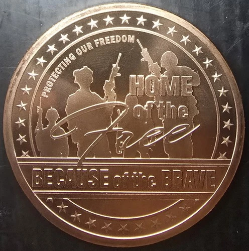 5 oz Home Of The Free Copper Round  .999 Fine Copper Bullion