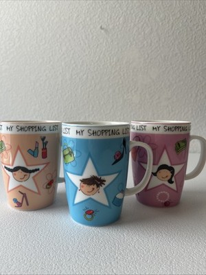 Set Of 3 Susan Wheeler Inhesion Designer Series  My Shopping List  Mugs