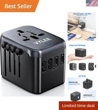 Travel Essentials: Smart 5 in 1 Adapter with Built-in Safety for Worldwide Use