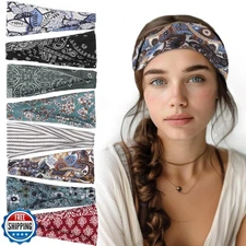 obeoby Headbands for Women, 8 Pack Boho Style Headbands Non Slip Fashion Wide