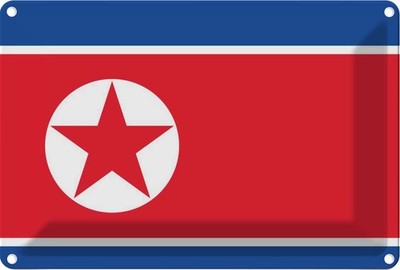Blechschild 20x30 cm Nordkoreas North Korea Flagge Fahne Wappen Deko Geschenk Me
