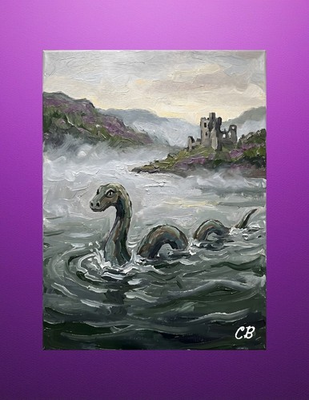 #ad #ad Loch Ness Monster ACEO Print Scottish Cryptid Folk Art Castle Mist $3.99