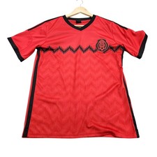 Mexico National Team Jersey Mens Medium Red Soccer Football Crest Zigzag Graphic